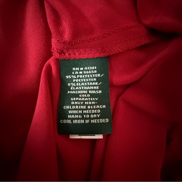 Ralph Lauren Women's Red Dress 3/4 Sleeve V-Neck Flattering‎ Sexy Evening size 6 - Picture 9 of 10